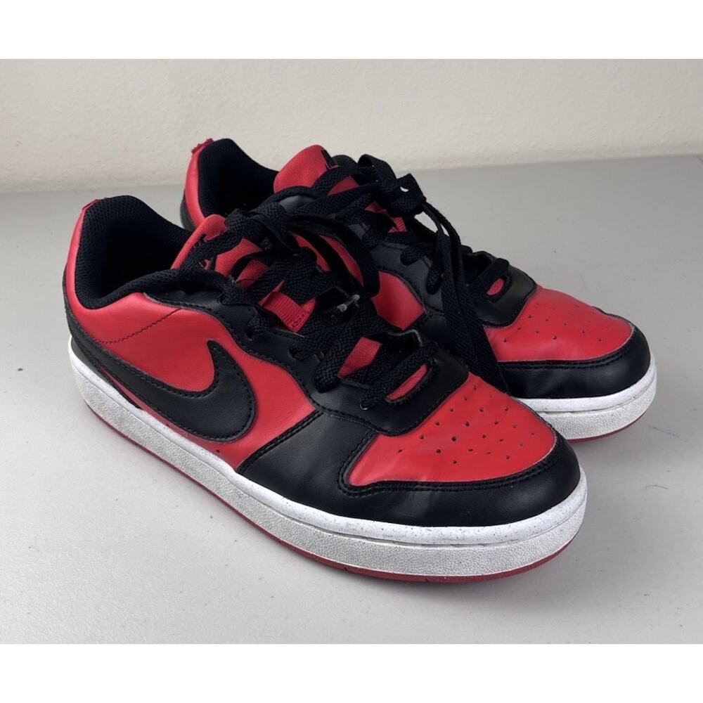 Nike Court Low Red Black Youth 6Y Sneaker Women 7.5 DV5456-600 Tennis Shoe - Picture 2 of 7